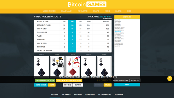 bitcoin.com games video poker page