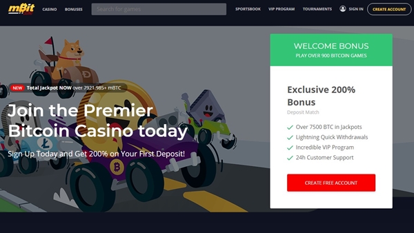 mbitcasino landing page